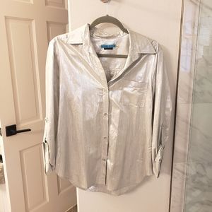 Alice + olivia metallic buttonup